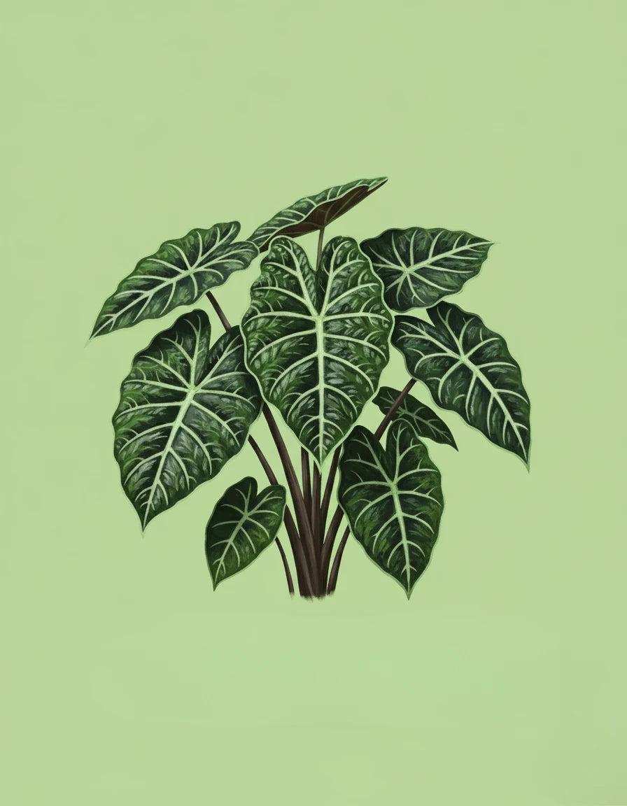 Illustration of a leafy plant on a green background