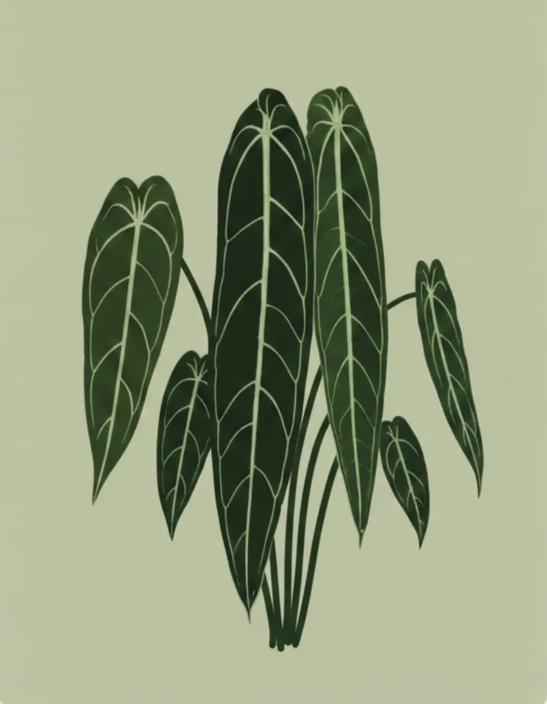 Illustration of green leaves on a light green background