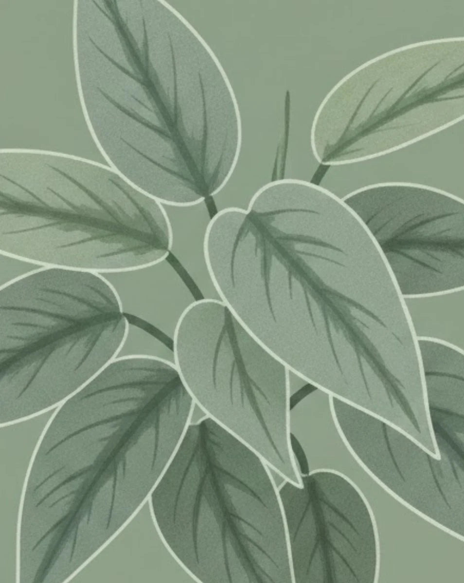 Illustration of green leaves on a green background