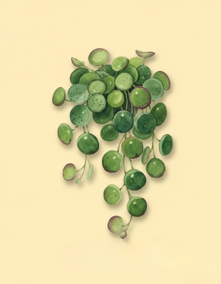 Illustration of green leaves on a beige background