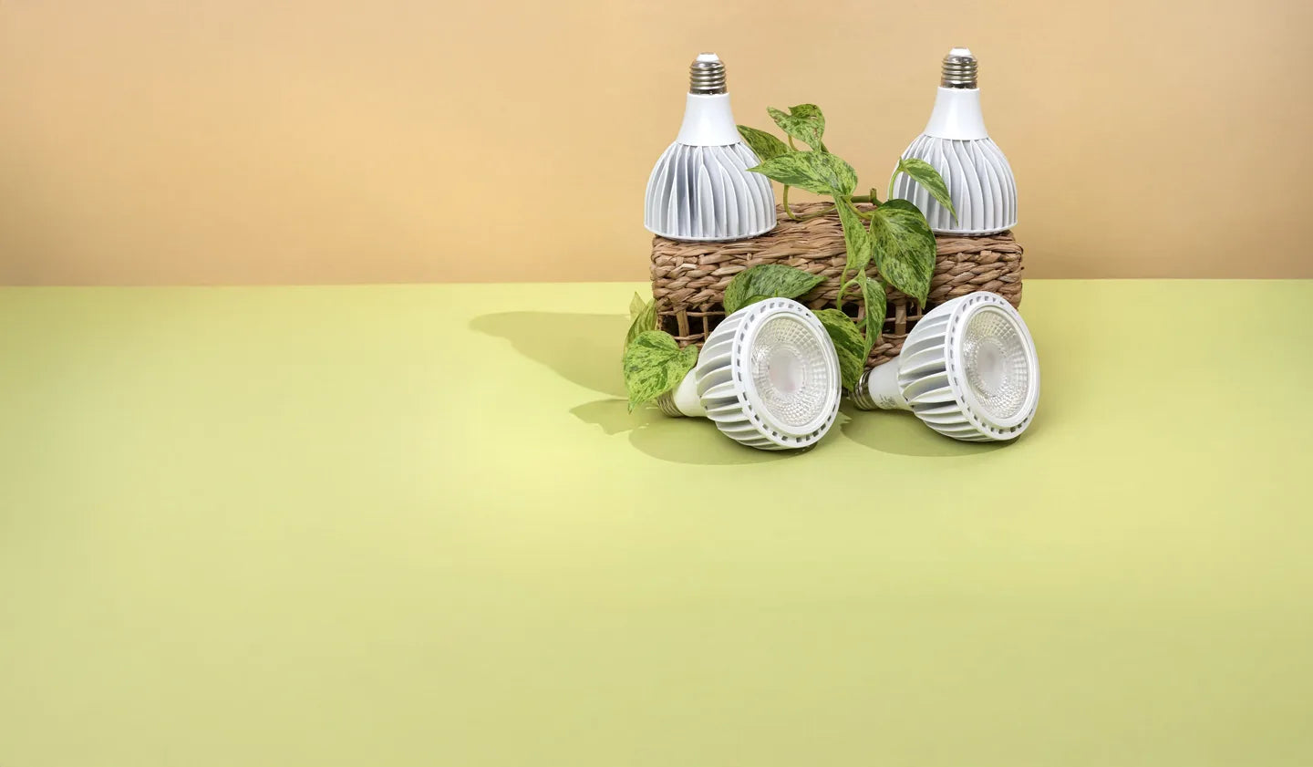 Set of Soltech Vita's with a woven basket and green leaves on a beige background