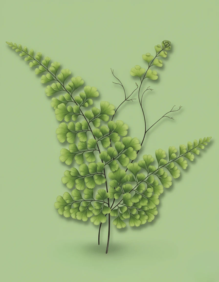 Fern leaves on a green background