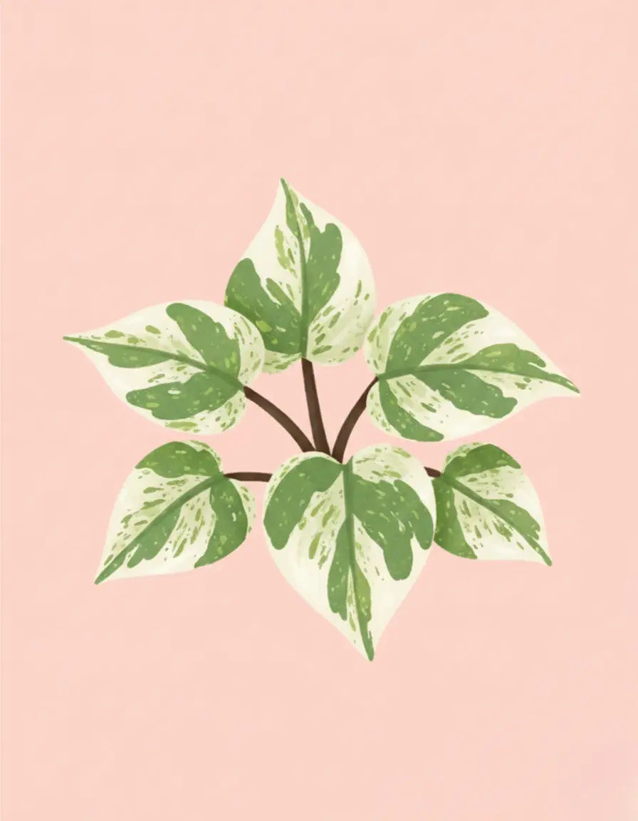 Green leafy plant on a pink background