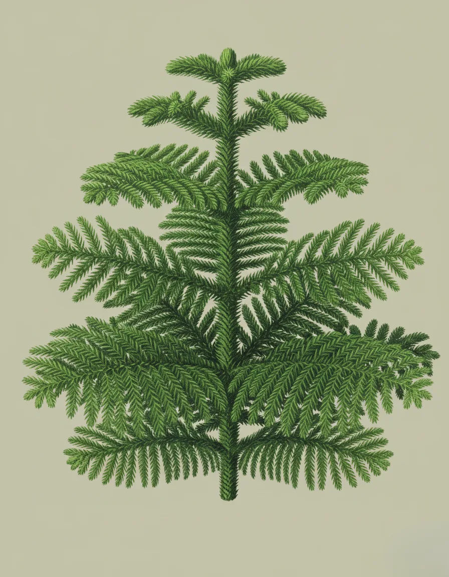 Illustration of a green tree on a beige background