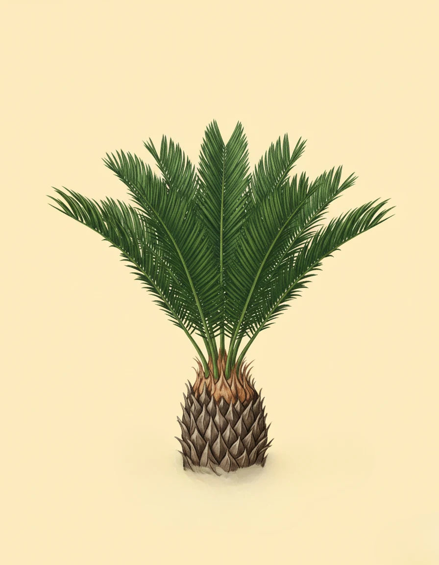 Palm tree illustration on a beige background