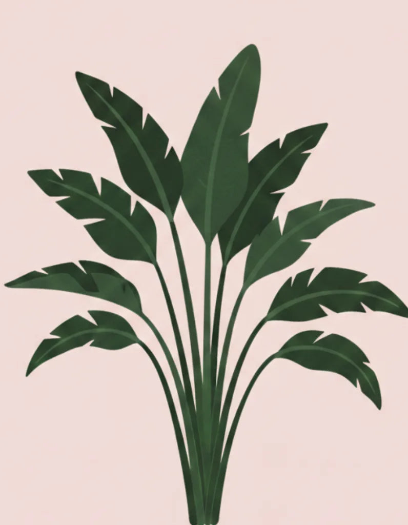 Illustration of green leaves on a beige background