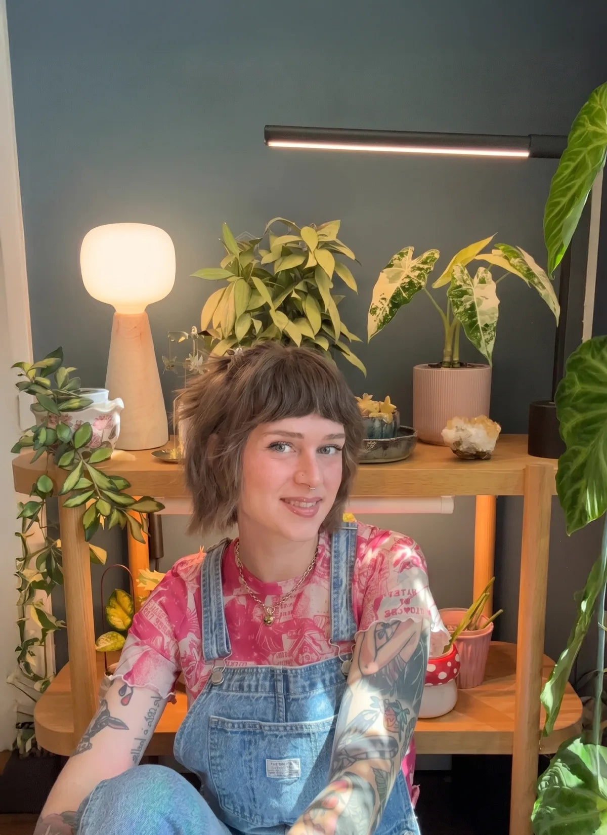 Person sitting in a room with plants, Soltech Aura and Soltech Versa