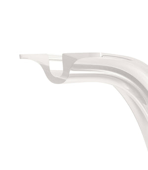 Close-up of a clear, Soltech Archetto with a sleek, smooth design against a white background, evoking a modern and minimalistic feel.